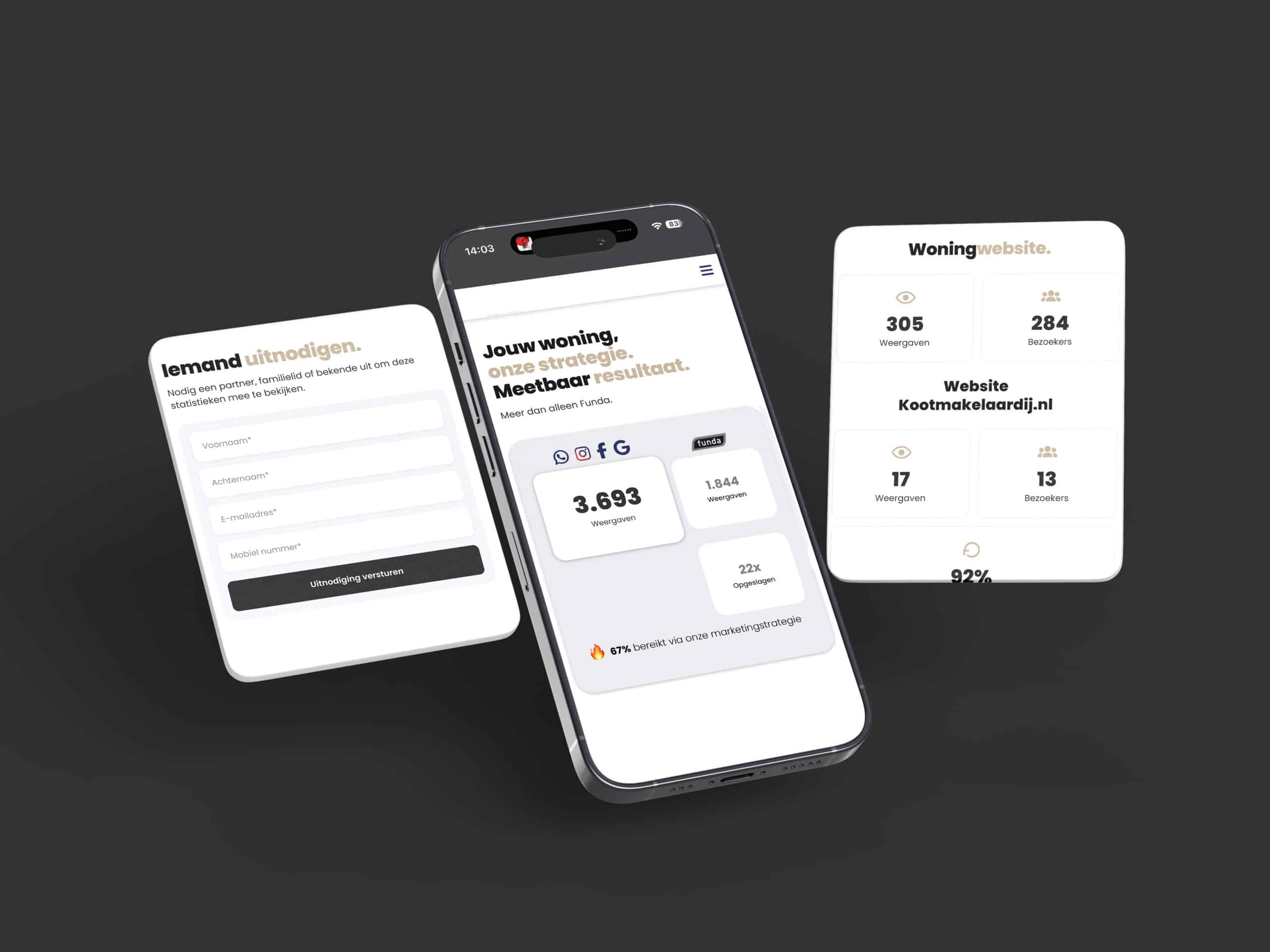 Mock-up van de statistieken van het online dashboard van statistieken