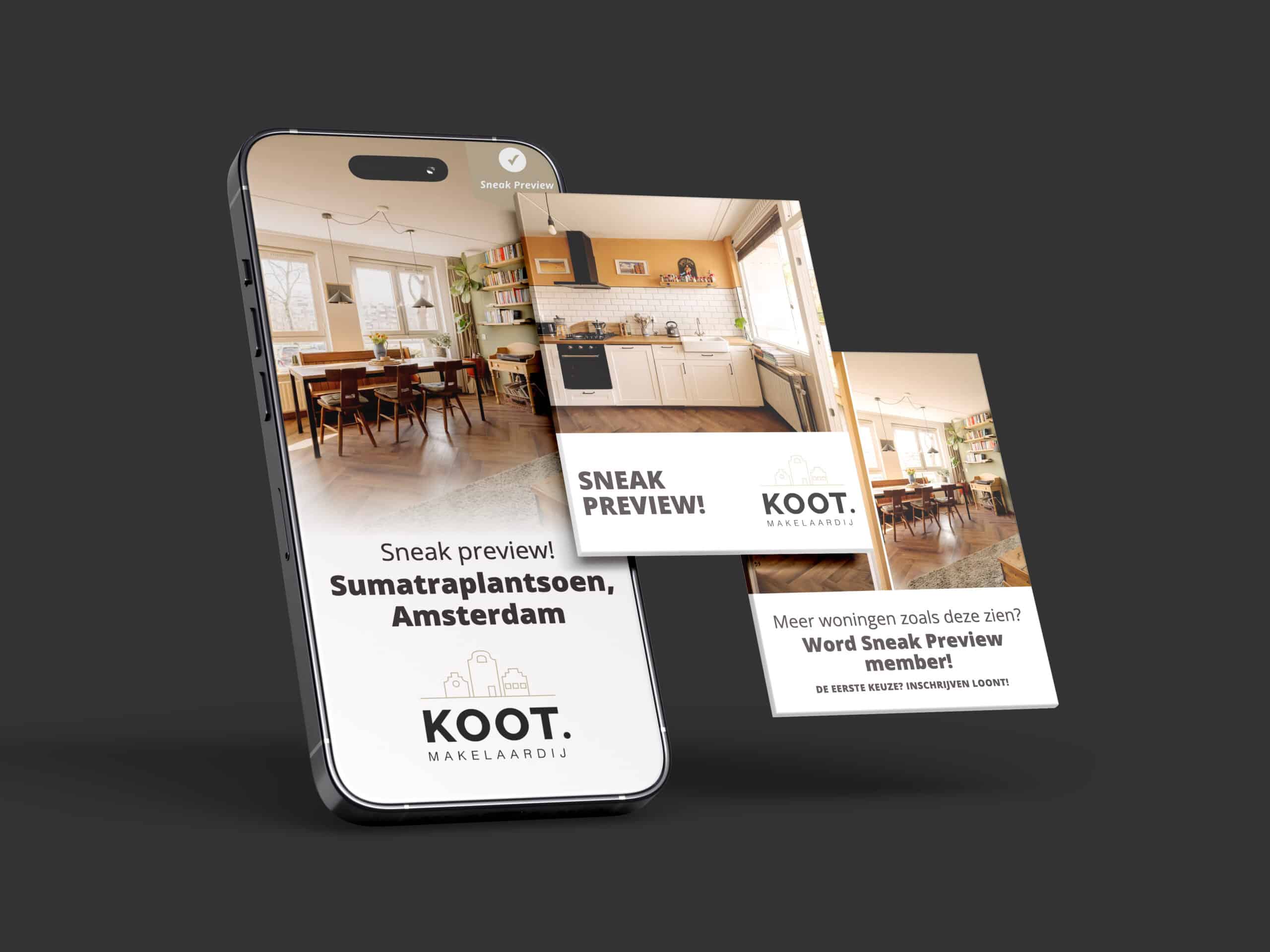 Mock-up van de Sneak Preview social media post